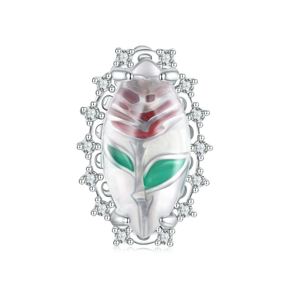 red rose geen leaf charm 925 sterling silver xs2143