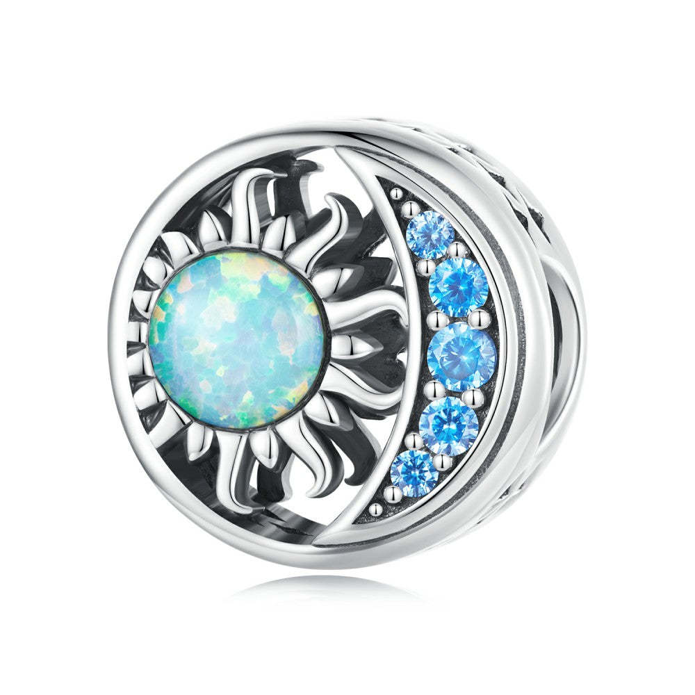 moon star opal blue zircon decor charm 925 sterling silver xs2144