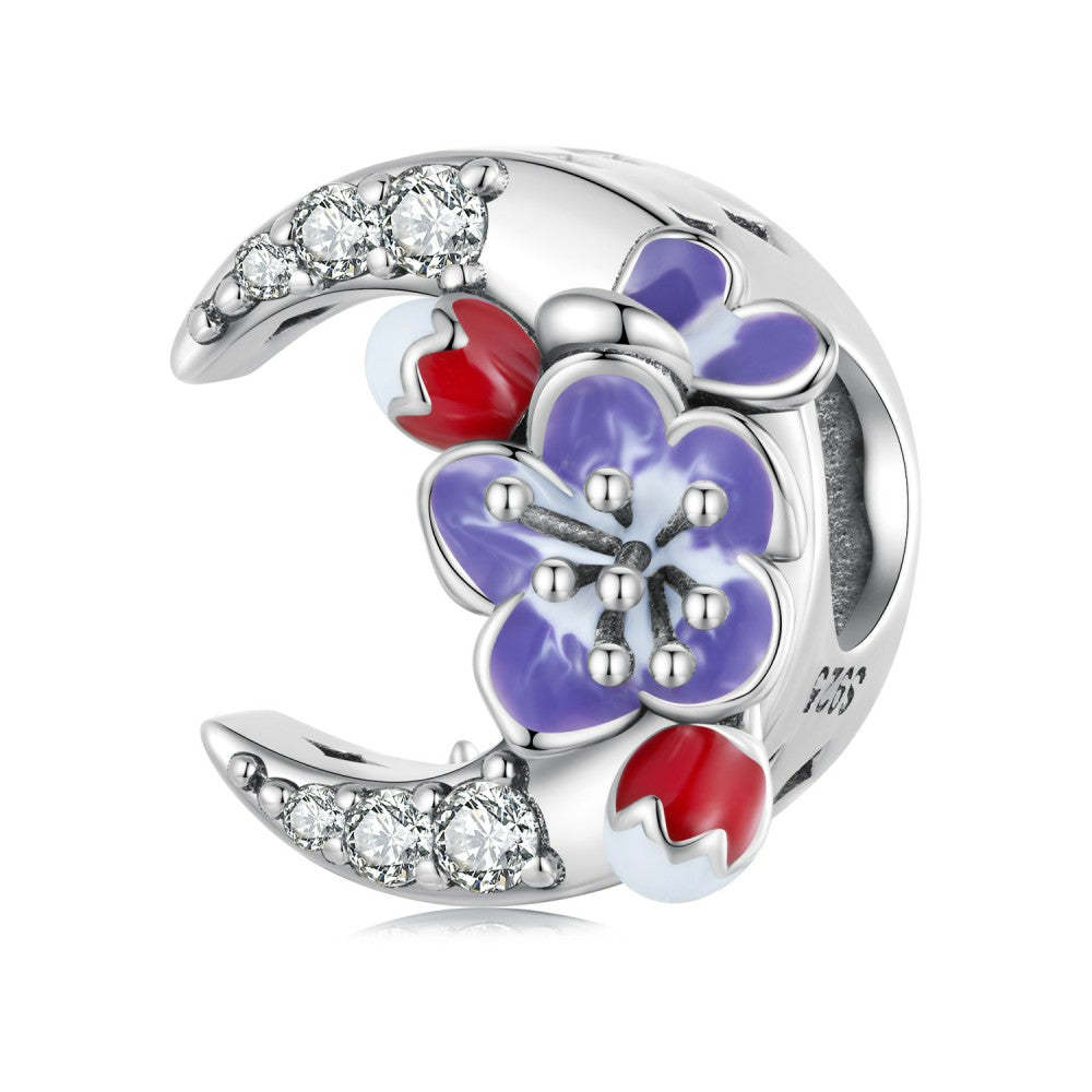 moonlight purple flower charm 925 sterling silver xs2146