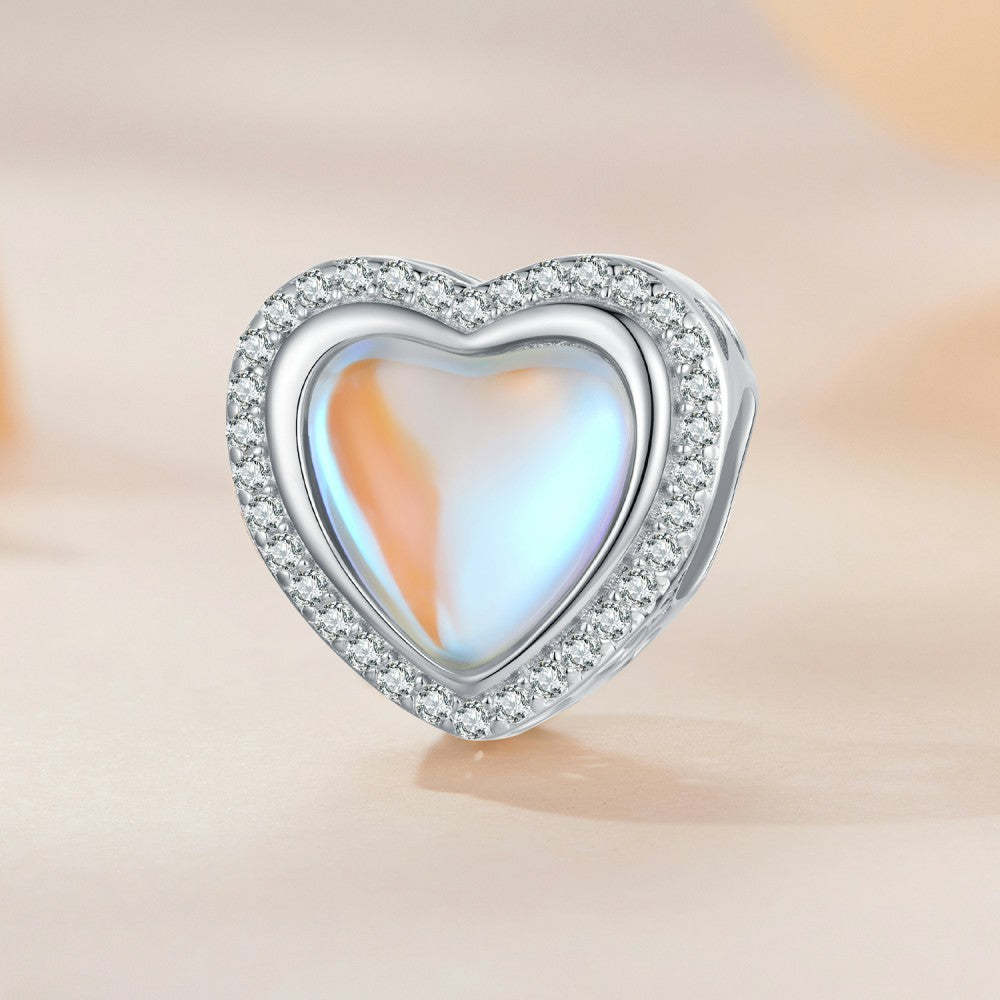 heart shaped glass colorful charm 925 sterling silver xs2150