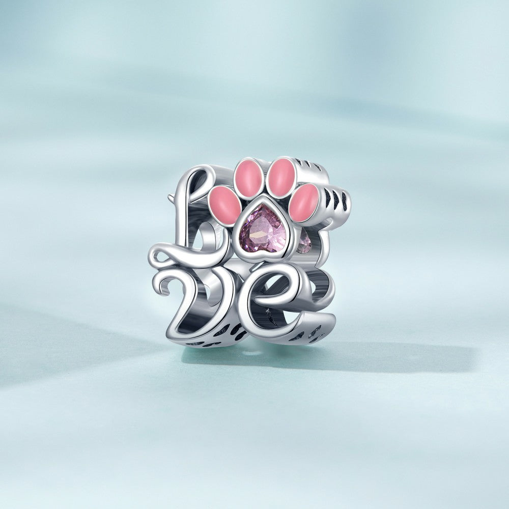 love cute claws pink charm 925 sterling silver xs2210