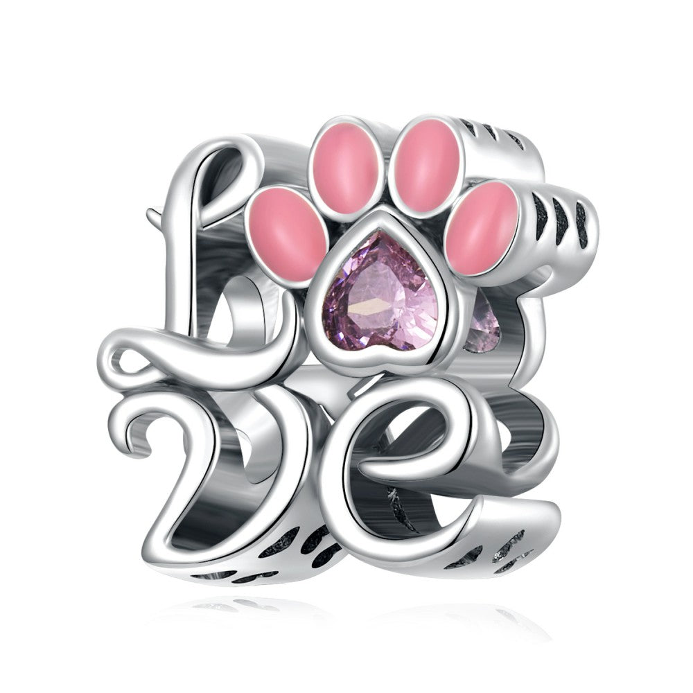 love cute claws pink charm 925 sterling silver xs2210