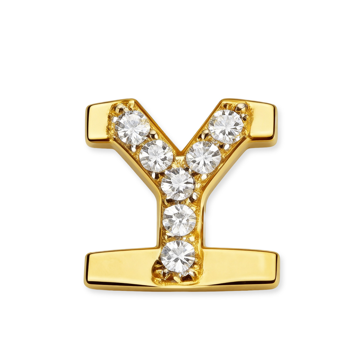 Letter With Diamond Y Charm - Gold - soufeeluk