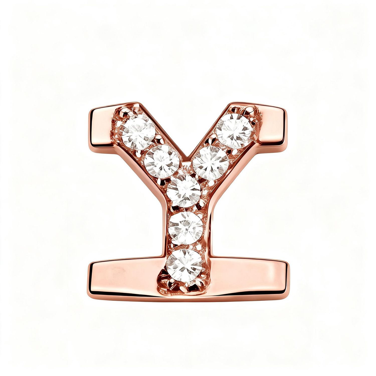 Letter With Diamond Y Charm - Rose Gold - soufeeluk