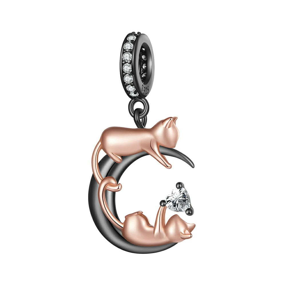 playing with cats dangle charm 925 sterling silver yb2290