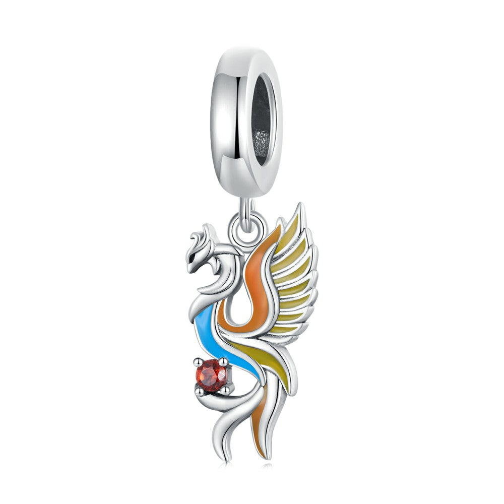 multicolor phoenix enamel dangle charm 925 sterling silver yb2396