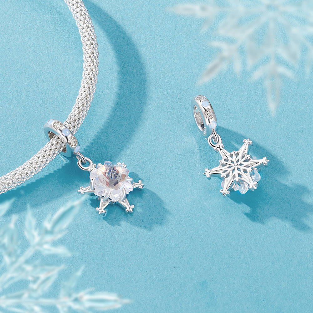 Ice Flower Pendant Dangle Charm Silver Christmas Gifts - soufeeluk