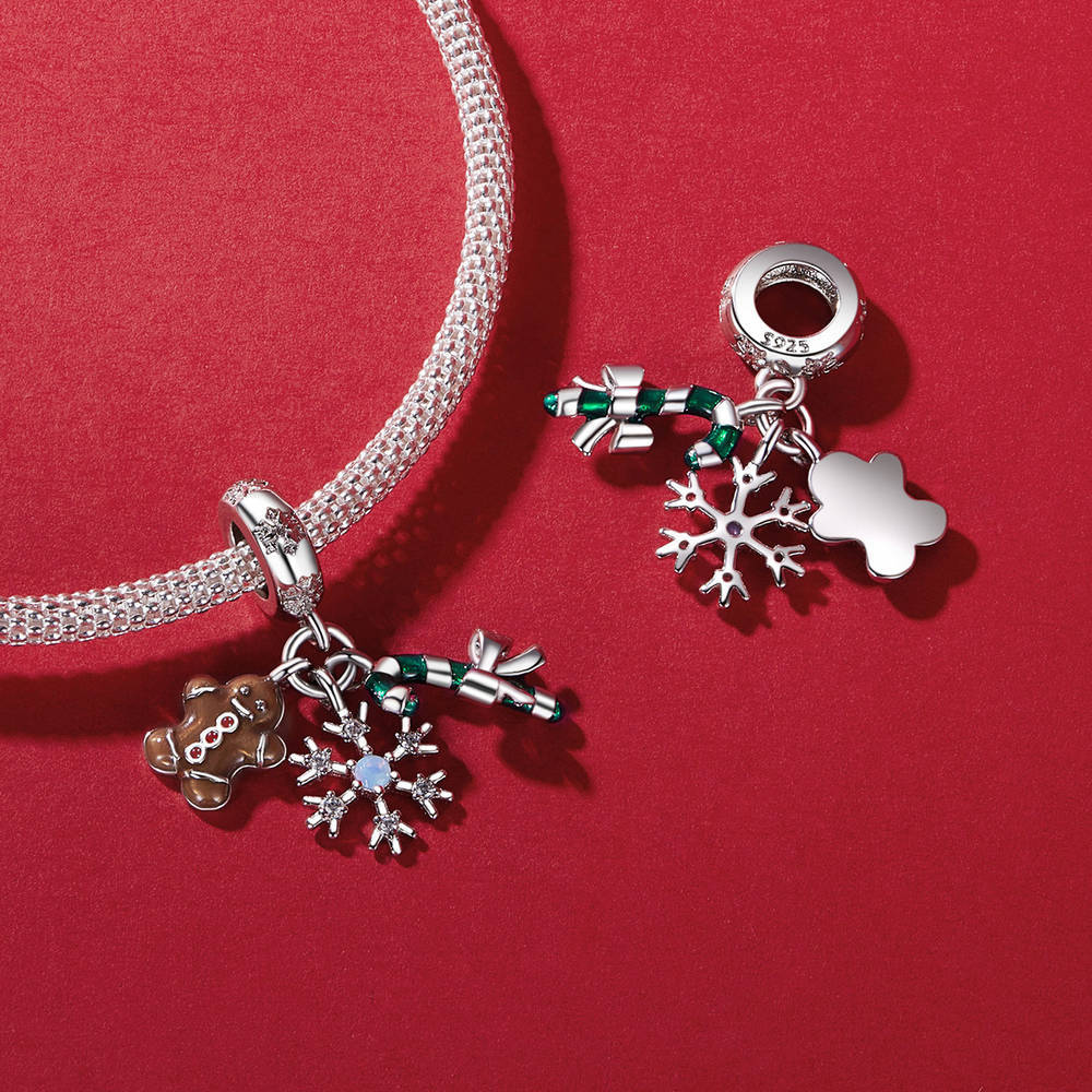 Ice and Snow Christmas Eve Pendant Dangle Charm Silver Christmas Gifts - soufeeluk