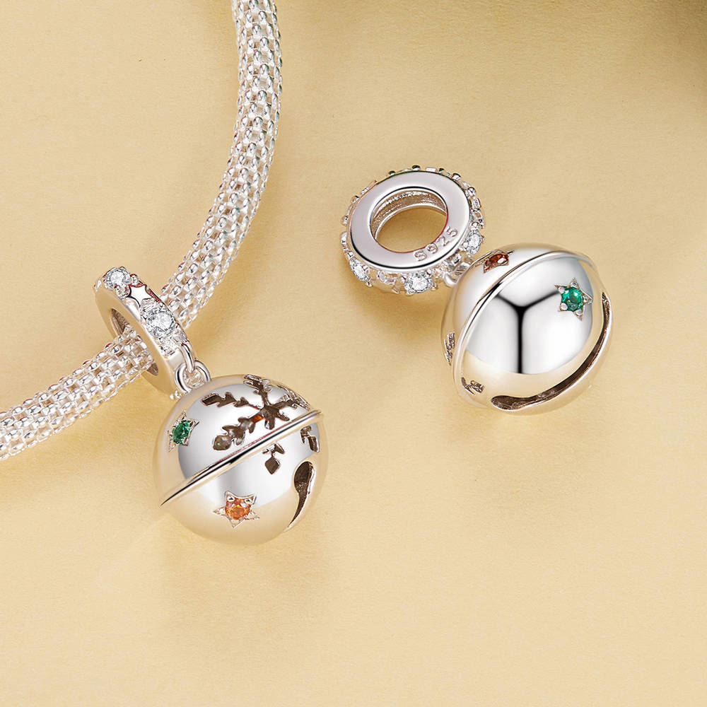 Christmas Bell Pendant Dangle Charm Silver Christmas Gifts - soufeeluk