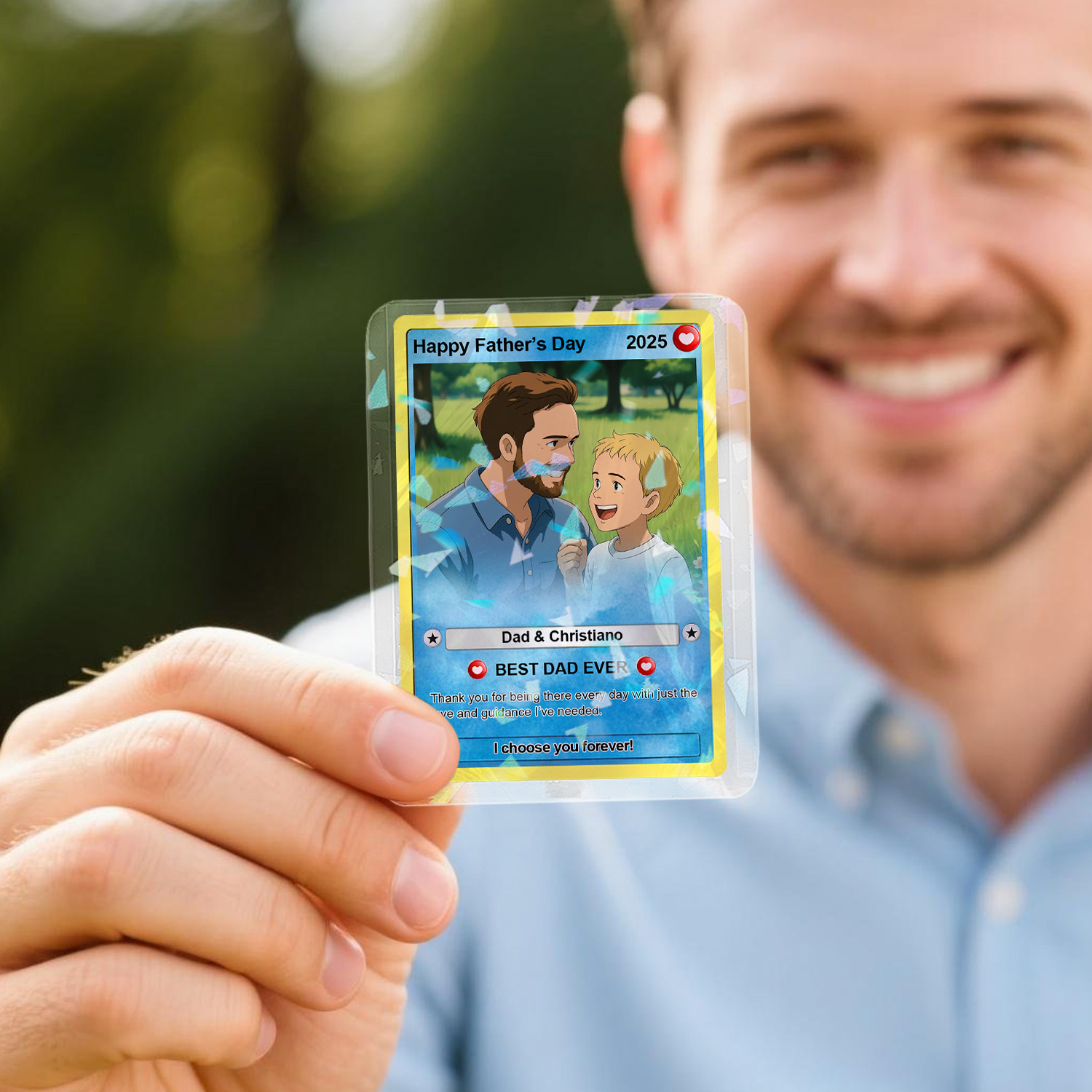 Personalized Father's Day Anime Card, Fathers Day Gift For Dad, Custom Photo Anime Card, Gamer Dad Gifts From Kids, Gift For Husband - soufeeluk