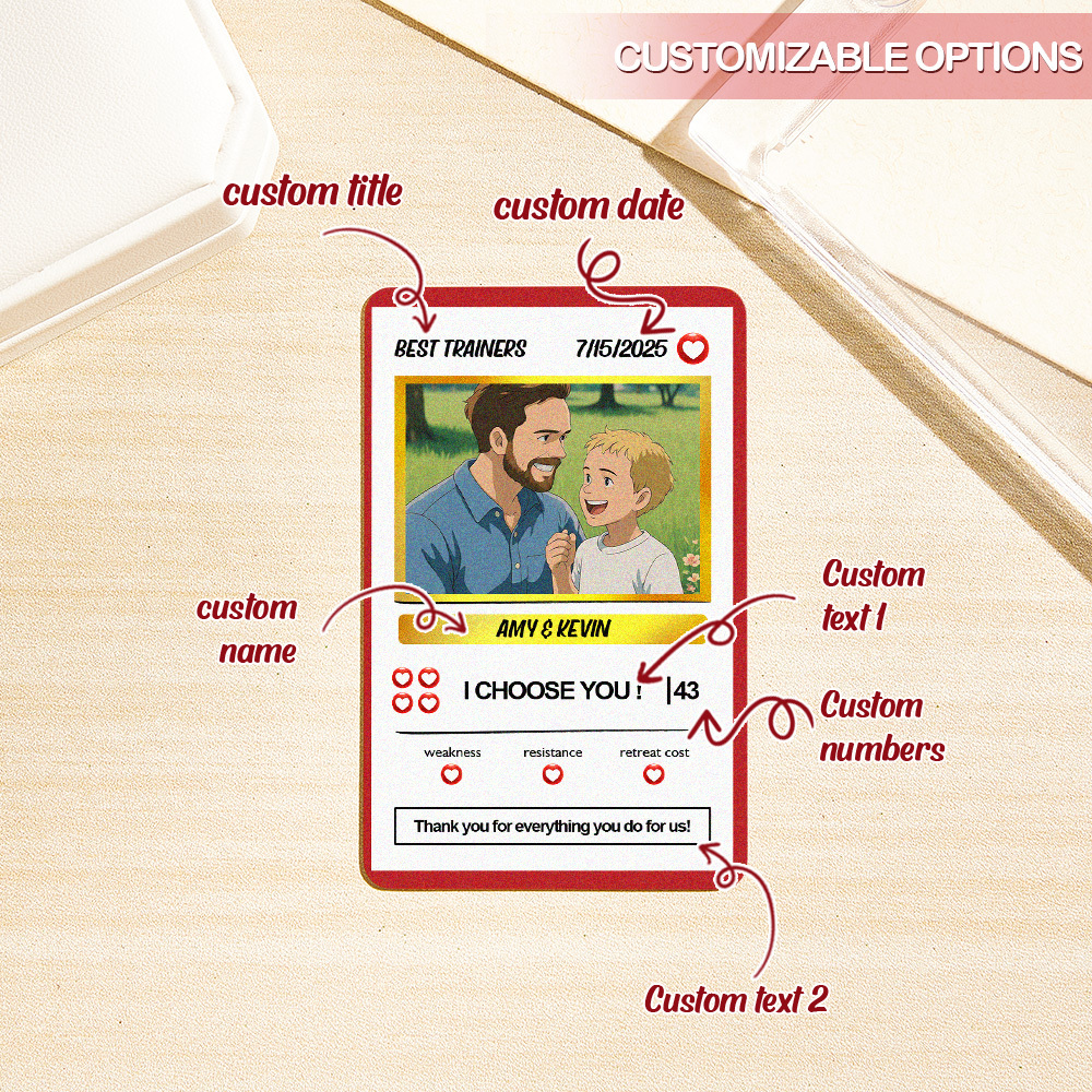 Personalized Poke Card Custom Photo and Text Father's Day Gifts - soufeeluk