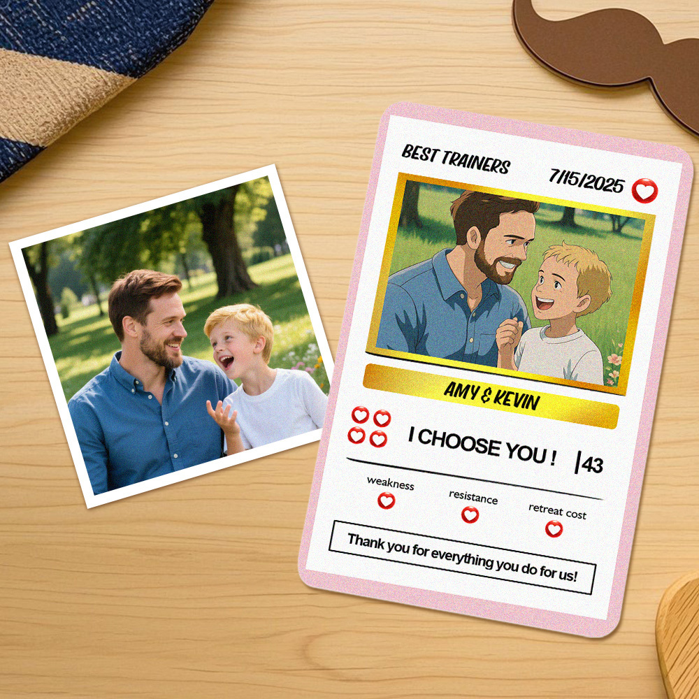 Personalized Poke Card Custom Photo and Text Father's Day Gifts - soufeeluk