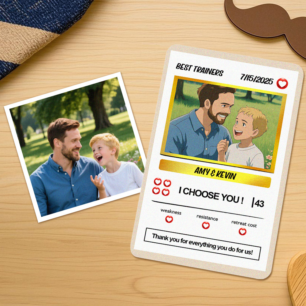 Personalized Poke Card Custom Photo and Text Father's Day Gifts - soufeeluk