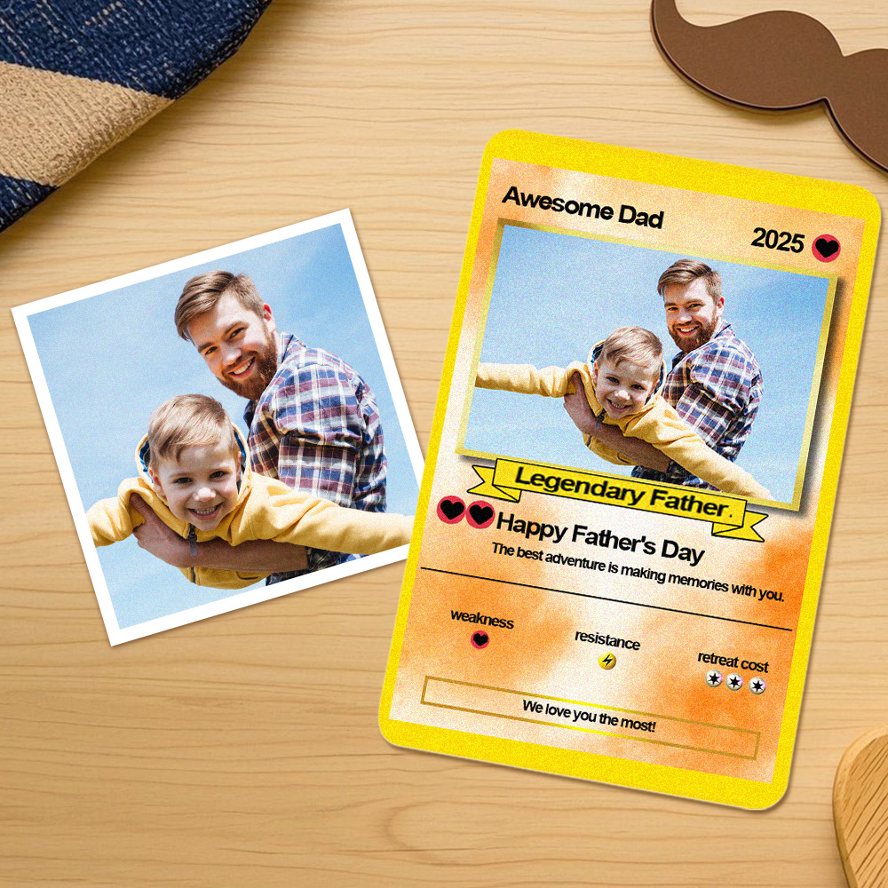 Custom Father's Day Poke Card Personalized Game Inspired Card Gift for Dad Father's Day Keepsake - soufeeluk