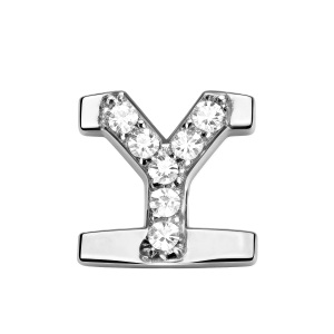 Letter With Diamond Y Charm - Silver