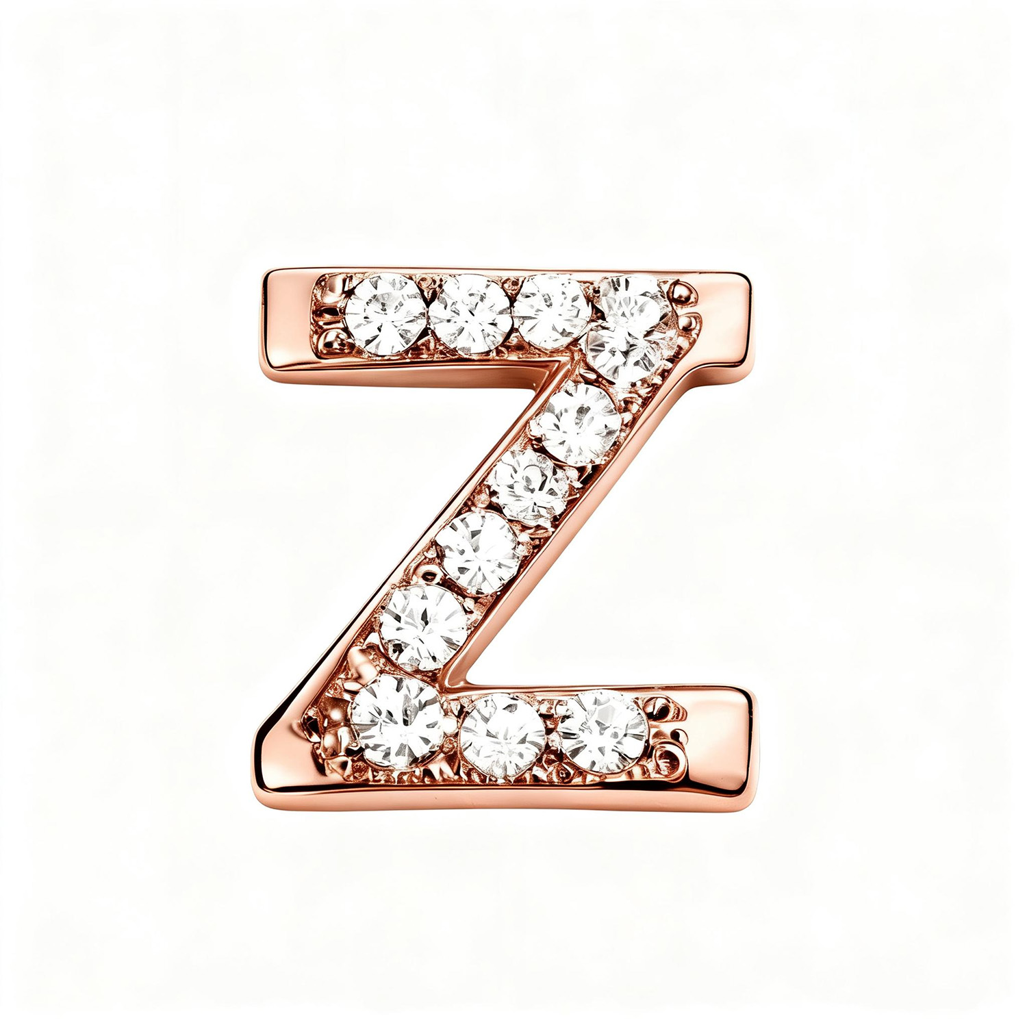 Letter With Diamond Z Charm - Rose Gold - soufeeluk