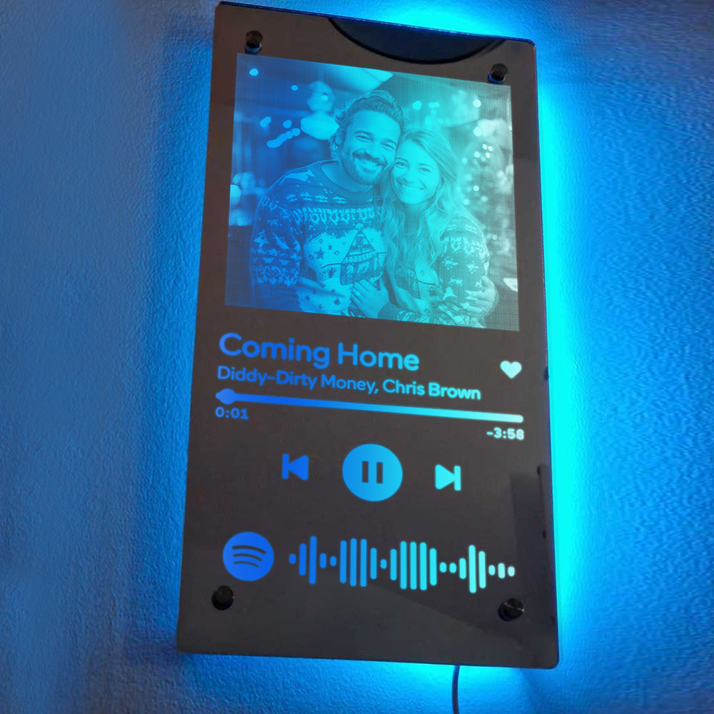Scannable Spotify Code Personalised Mirror Light Couple Gift - soufeeluk