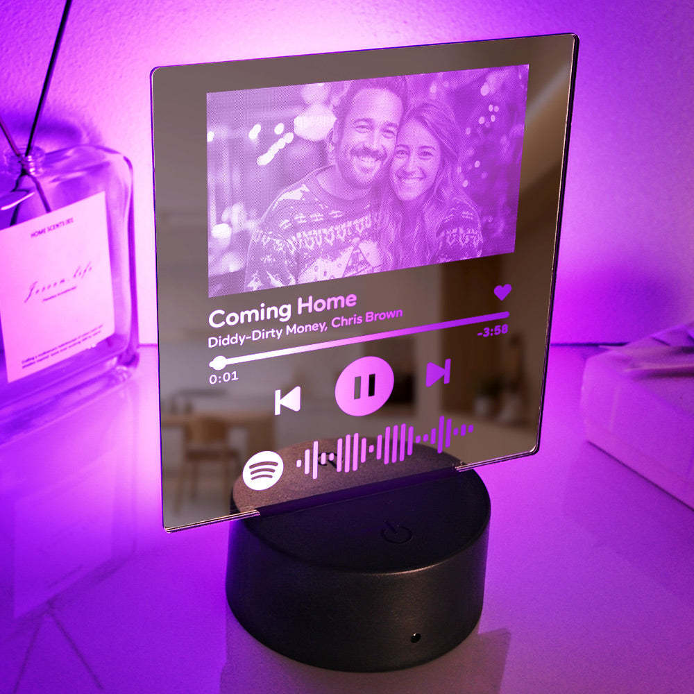Custom Scannable Spotify Code Mirror Lamp Colorful Gift - soufeeluk