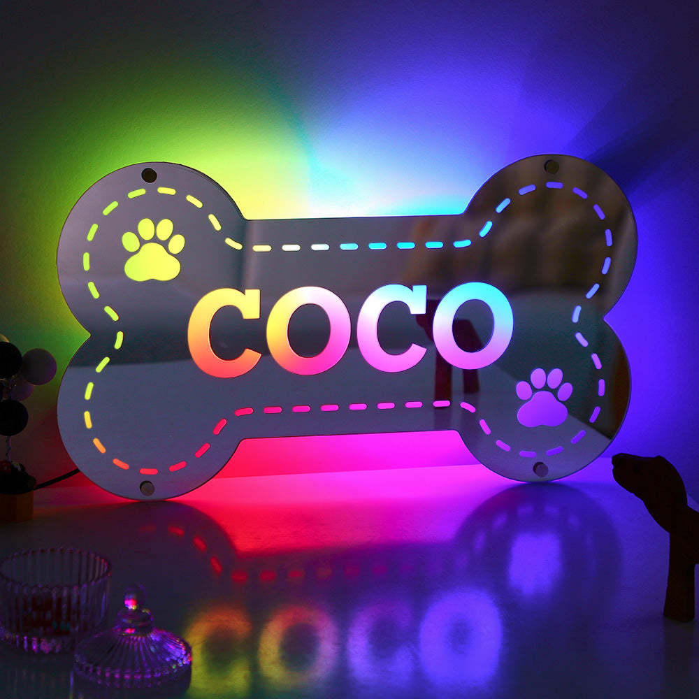 Custom Name Mirror Light Creative Bone Pet Home Gift - soufeeluk
