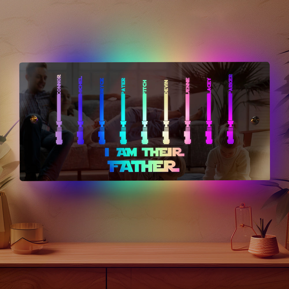 Personalised I Am Their Father Mirror Light Custom Name Light Up Mirror Father's Day Gifts - soufeeluk