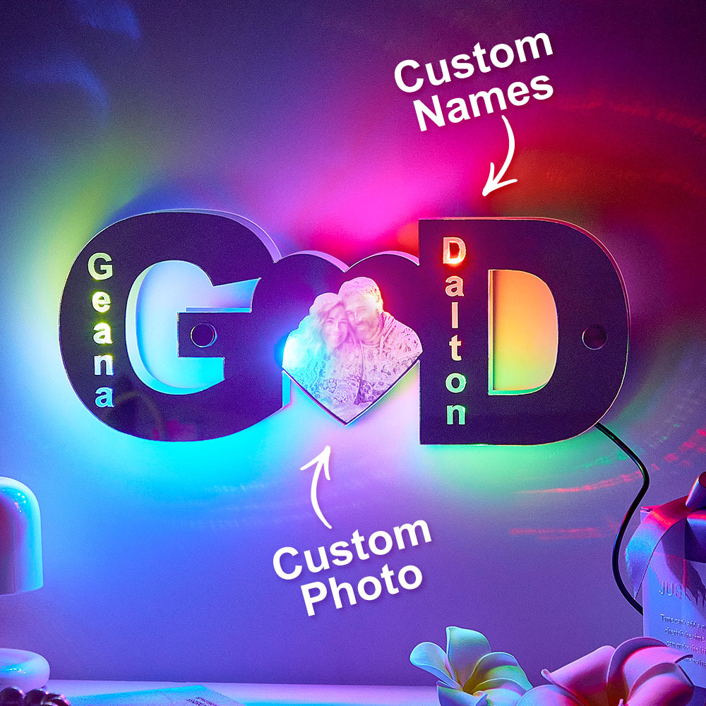 Personalized letter heart photo led mirror light Valentine's Day Gifts - soufeeluk
