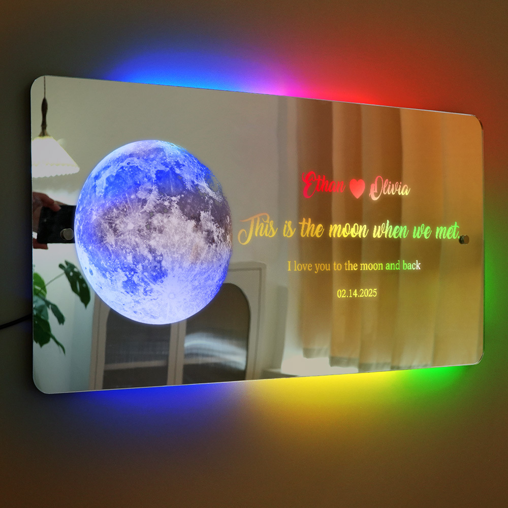 For Lover Custom Couple Anniversary Moon Phase Mirror Light - Romantic Valentine's Day Gift - soufeeluk
