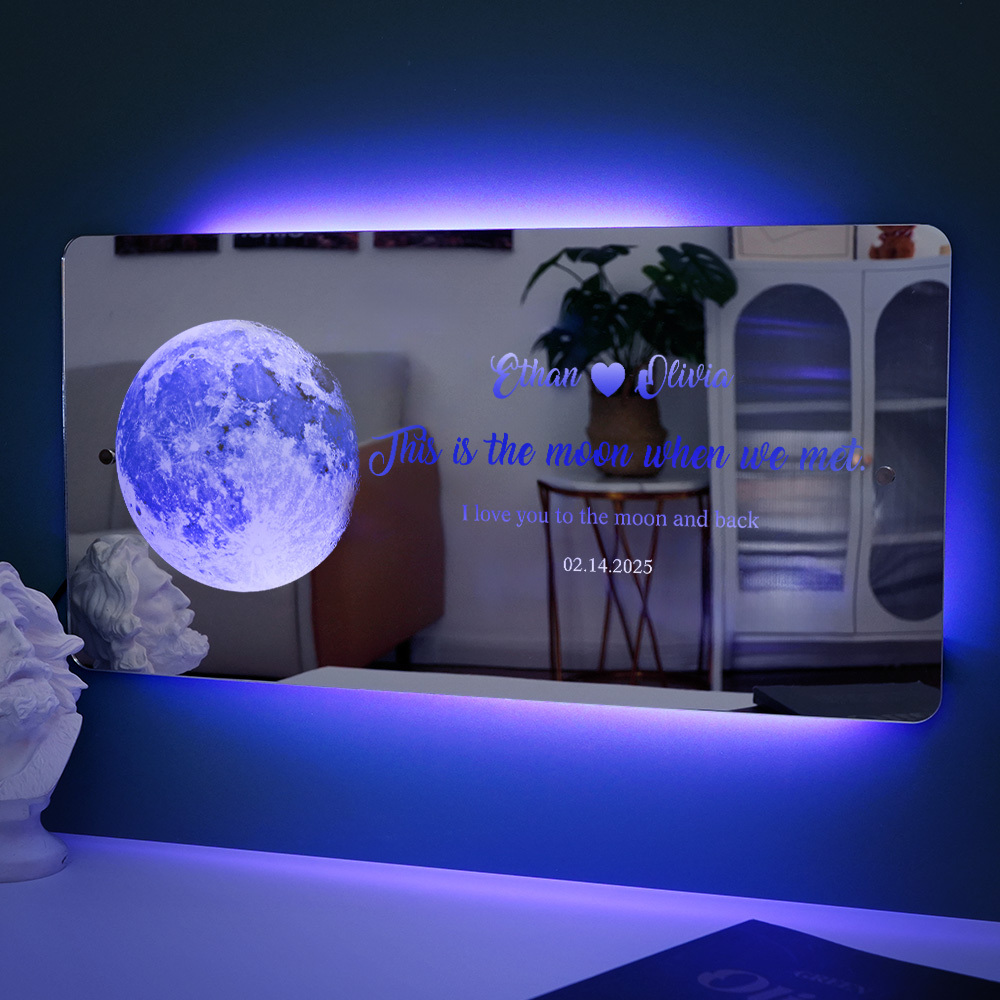 For Lover Custom Couple Anniversary Moon Phase Mirror Light - Romantic Valentine's Day Gift - soufeeluk