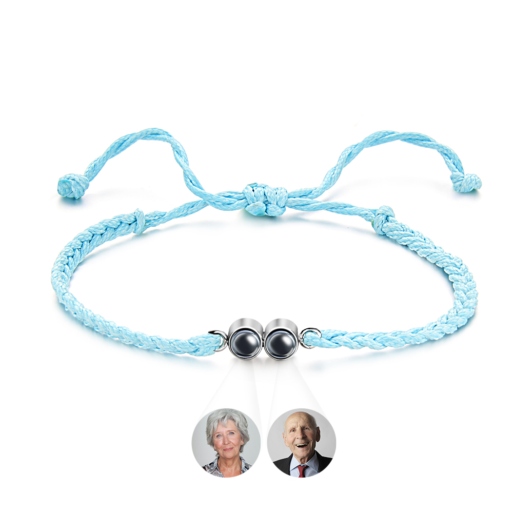 Personalized 2 Photos Projected Bracelet Multicolor Braided Rope Customized Bracelet Simple Memorial Gifts for Parents - soufeeluk