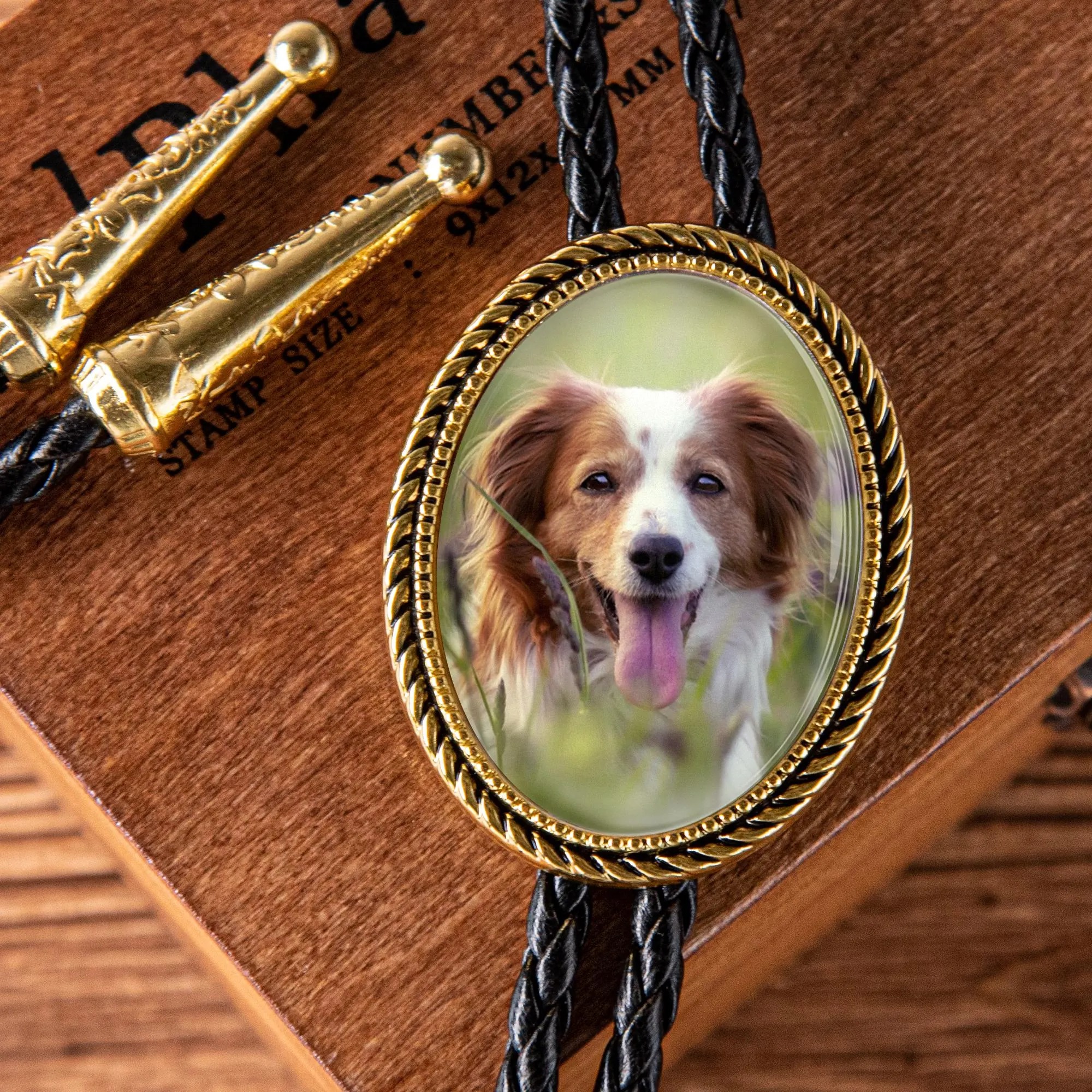 Personalized Photo Bolo Tie Necklace, Custom Leather Cord Western Tie, Pendant Necklace, Anniversary Souvenir, Valentine's Day Gift