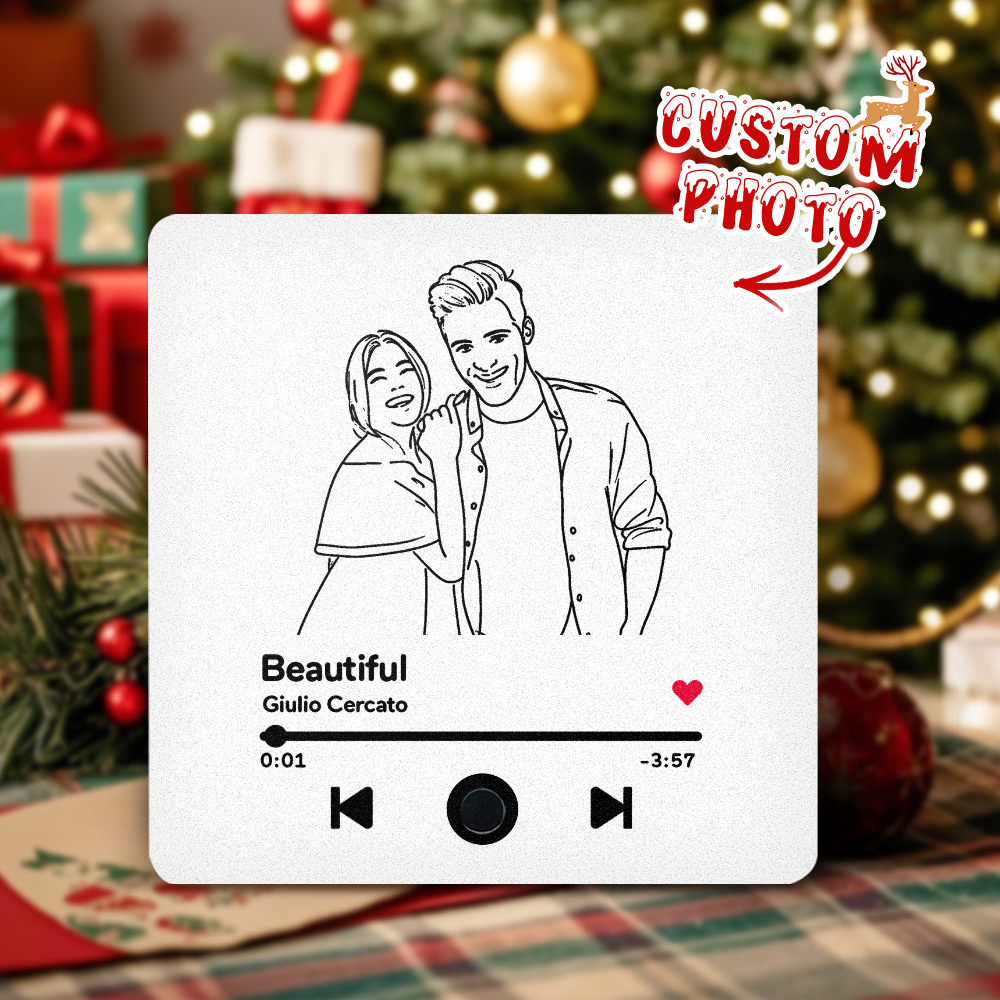 Custom Line Art Music Fridge Magnet Personalised Photo Fridge Magnet Can Play Songs Christmas Gifts