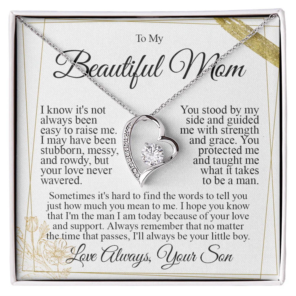 To My Mom - I Love You Heart Necklace - soufeeluk