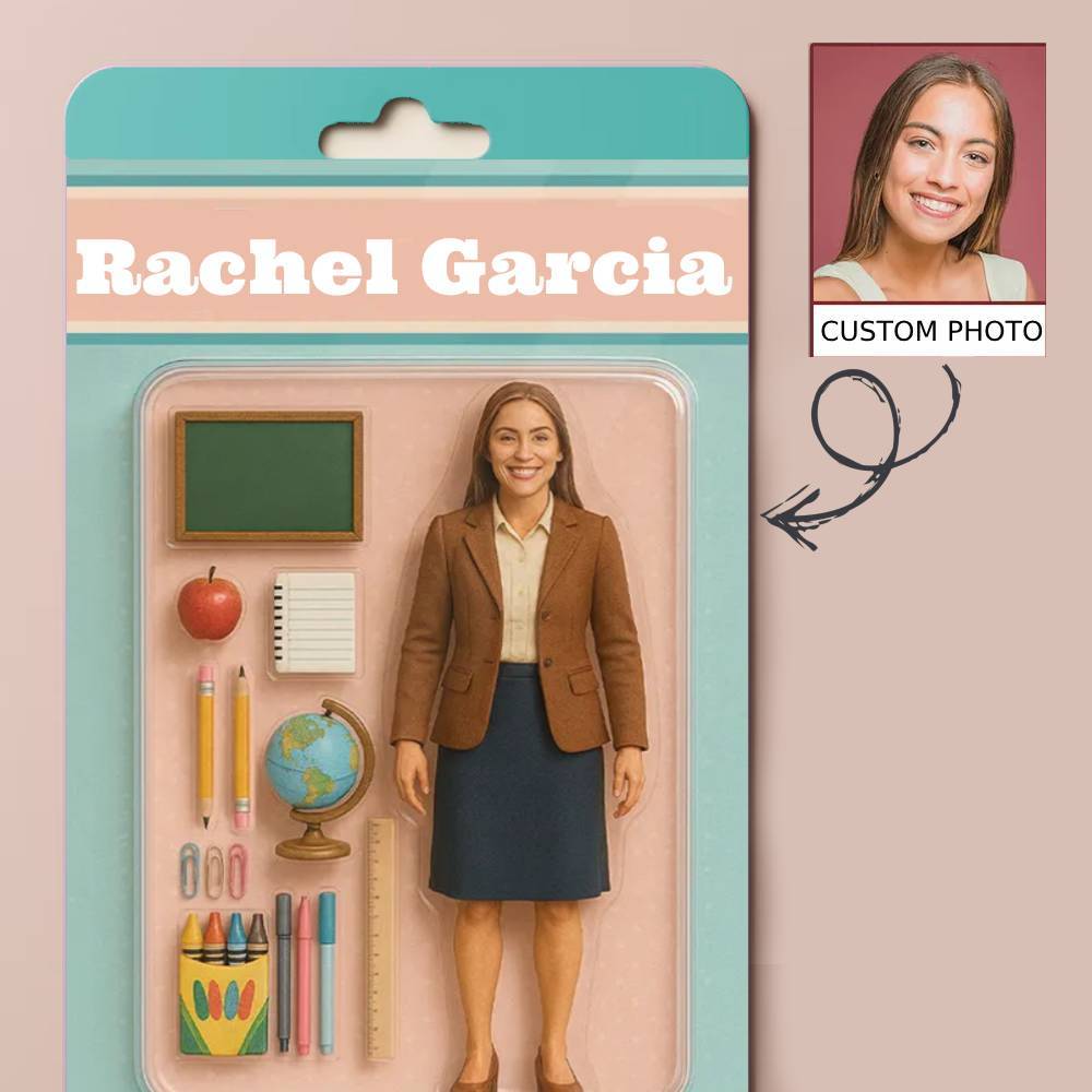 3D Effect Action Figure Pack Packaging Toy Box Style Art Gift Personalized Acrylic Keychain Gift for Mother - soufeeluk