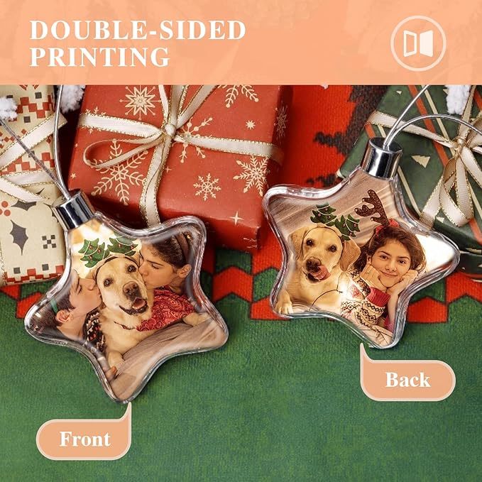 Personalized Photo Ball Christmas Ornaments Custom Double-Sided Picture Ornaments for Christmas Trees Christmas Decor Xmas Gifts for Mom Dad Kids Pets - soufeeluk