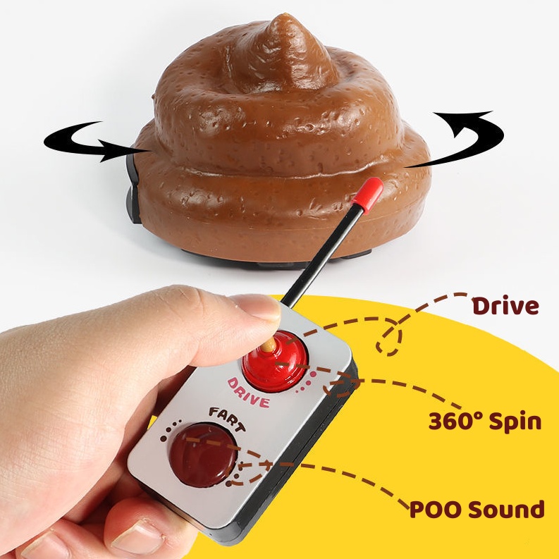 Funny Poop Toy Car – Speedy Poo Sound-Effect Prank Toy with Toilet Plunger Remote for Kids & Adults, Hilarious Gag Gift for Christmas, Stocking Stuffers & Parties - soufeeluk