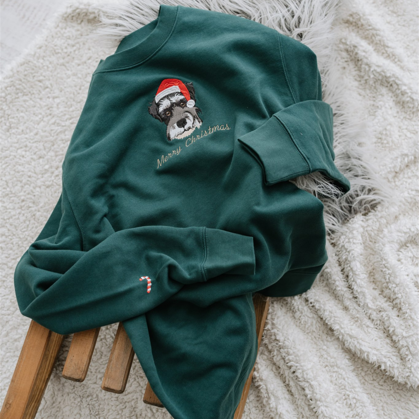 Embroidered Pet Portrait Organic Christmas Jumper Sweatshirt Hoodies - soufeeluk