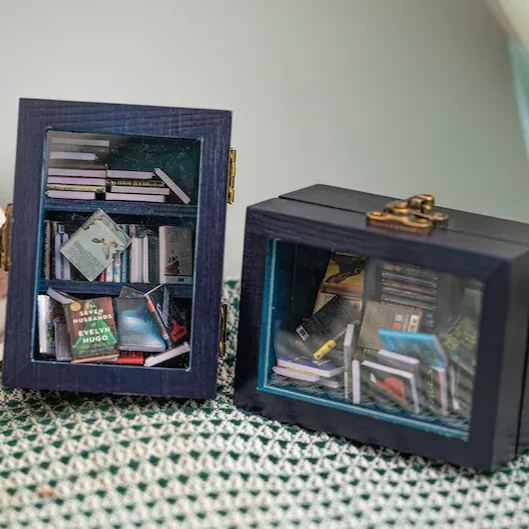 Pocket Edition Anxiety Bookcase, MINI bookcase, Miniature Landscape, Miniature Bookcase, Book Lover Gift, Study Decoration - soufeeluk