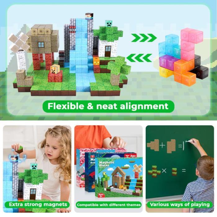 Magnetic Blocks Magnetic Building Blocks Magnetic Tiles Stacking Build Magnet Set Gift For Kids - soufeeluk