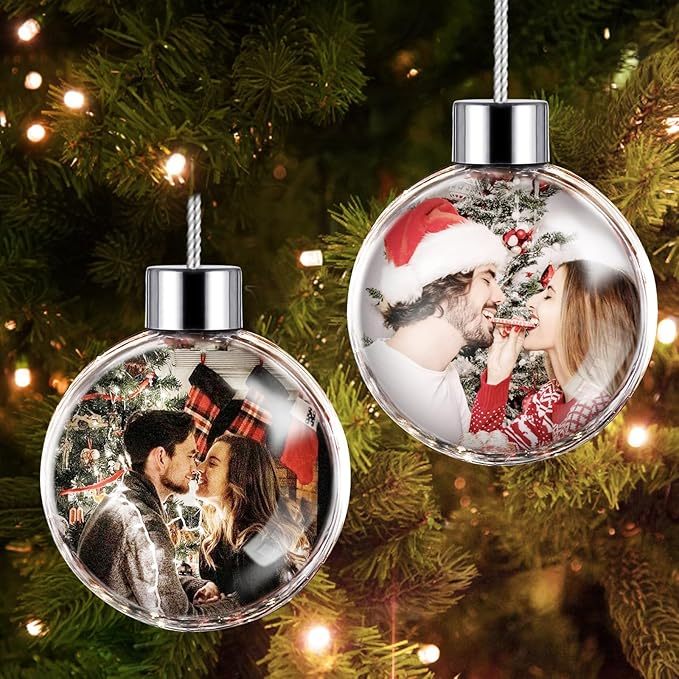 Personalized Photo Ball Christmas Ornaments Custom Double-Sided Picture Ornaments for Christmas Trees Christmas Decor Xmas Gifts for Mom Dad Kids Pets - soufeeluk