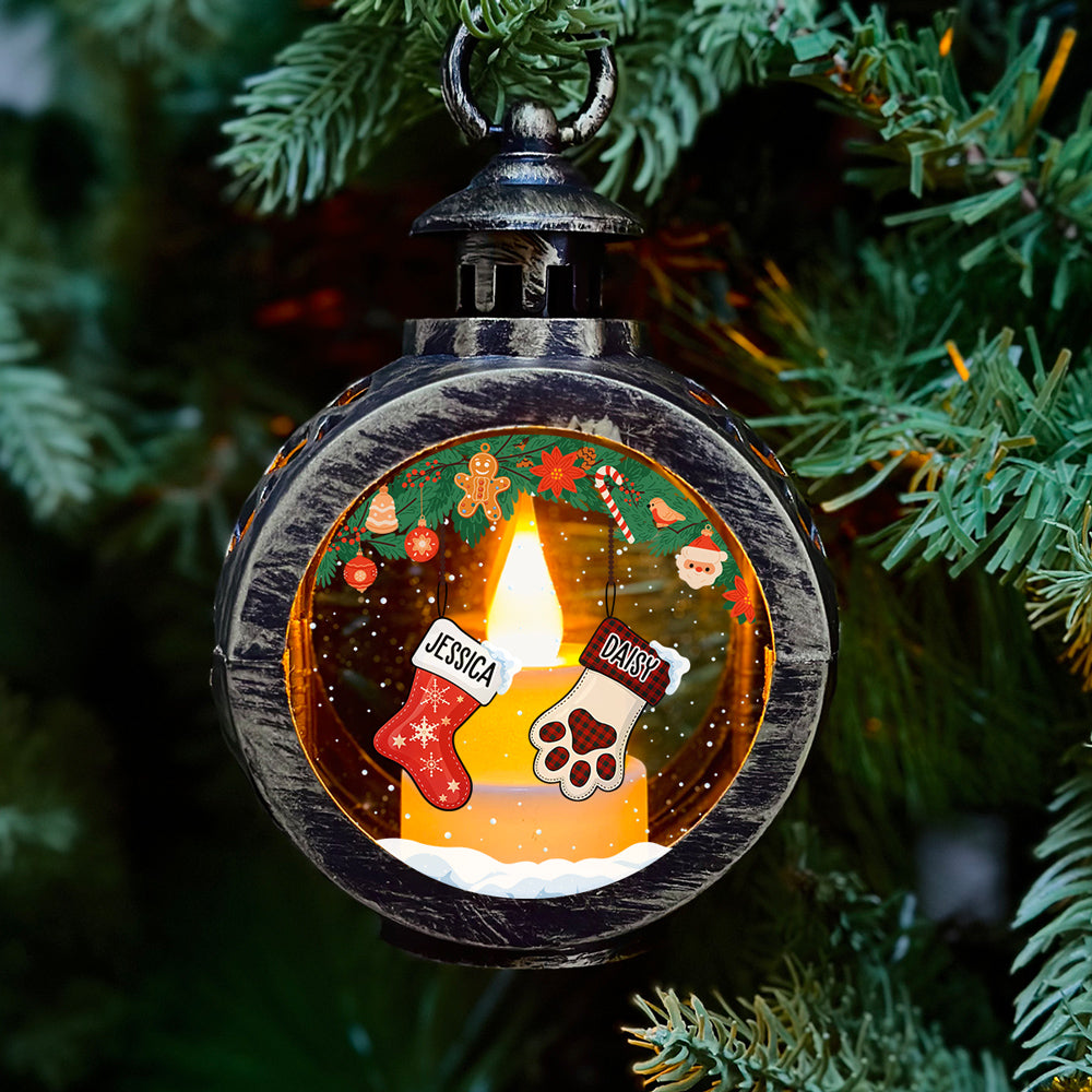 Lovely Stockings Hanging Personalized Custom Christmas Lantern - soufeeluk