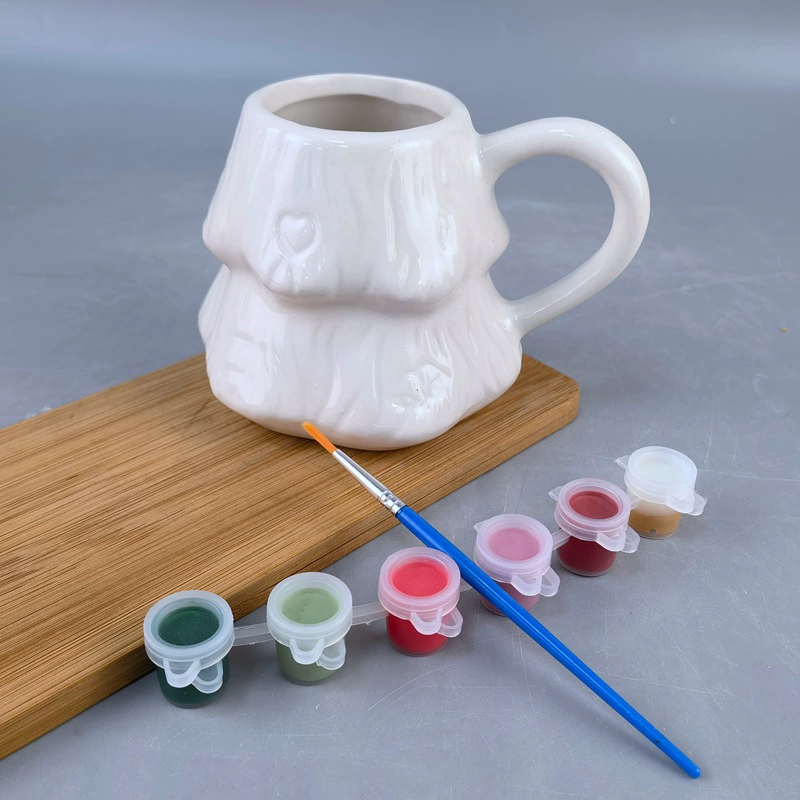 White DIY Christmas Tree Mug – Paintable Ceramic Holiday Coffee Cup - soufeeluk