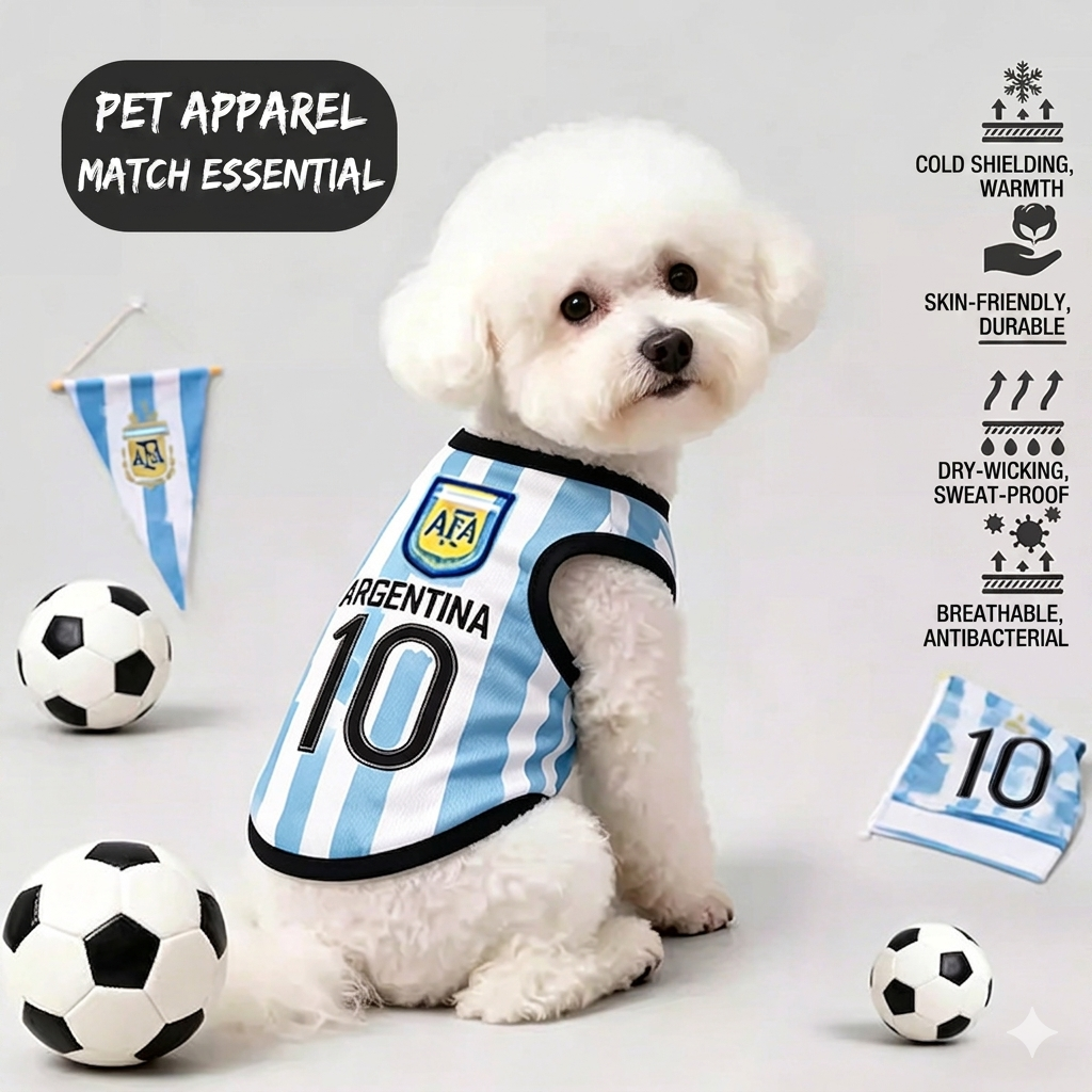 World Cup Dog Jersey - Breathable Soccer Team Shirt for Small to Large Breeds - soufeeluk