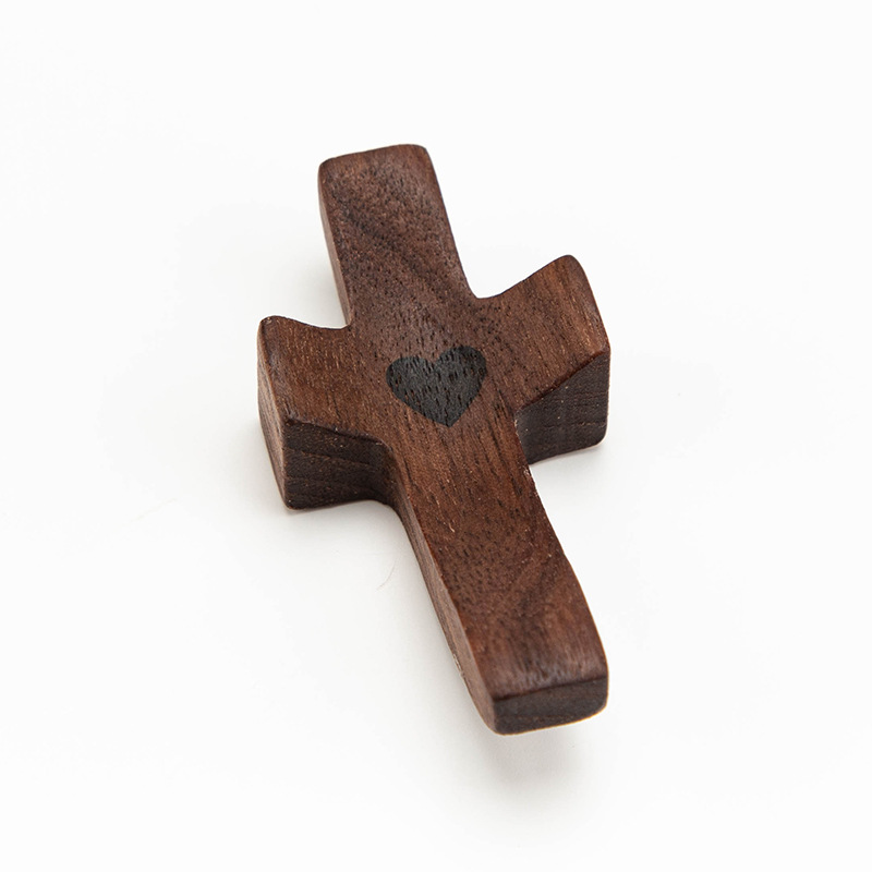Black Walnut Comfort Cross, Thumb Cross Pocket Anxiety-Relief Prayer Cross, Christian Gift - soufeeluk