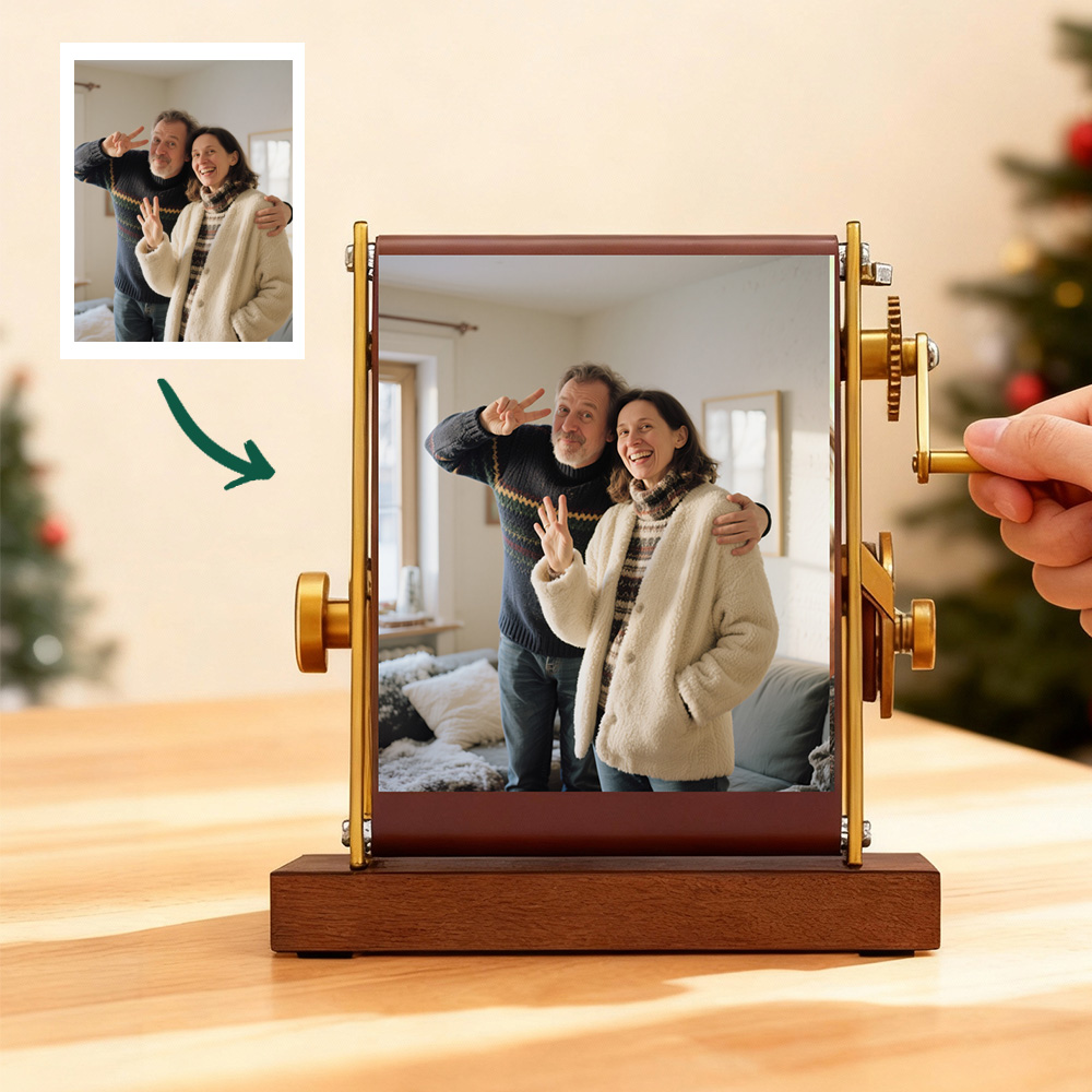 Custom Hand-Crank Photo Viewer Flip Photo Display Personalized Photo Reel Frame Christmas Gifts - soufeeluk