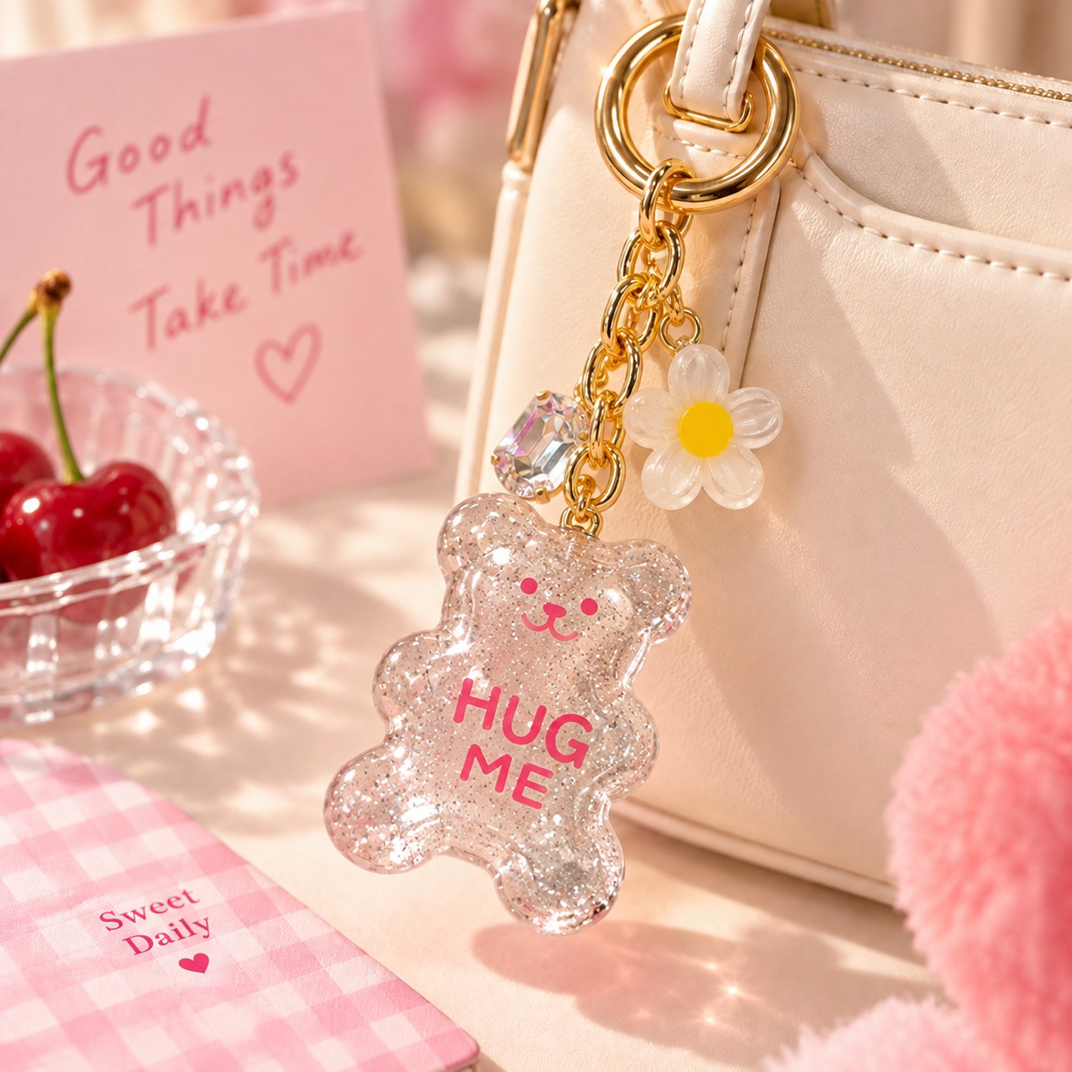 Translucent Acrylic Bear Bag Charm Acrylic Bag Pendant Accessory Gift for Her - soufeeluk