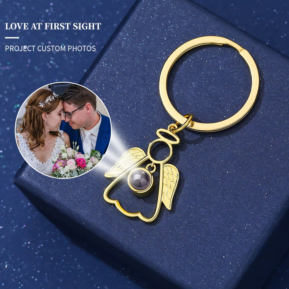 Custom Projection Keychain Angel Projection Photo Keychain Christmas Gift