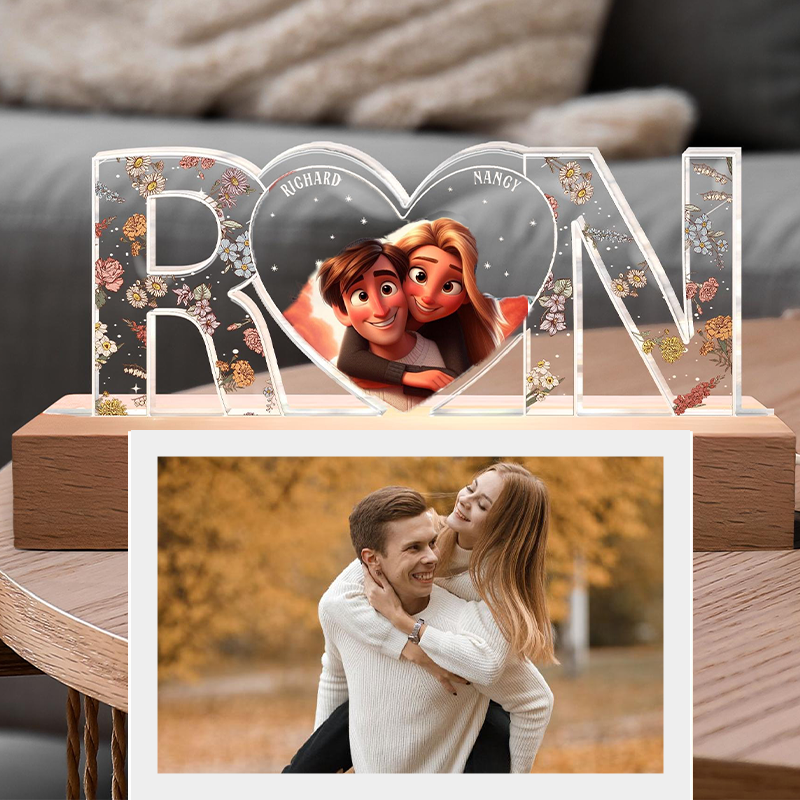 Couples Personalised Flower Night Light