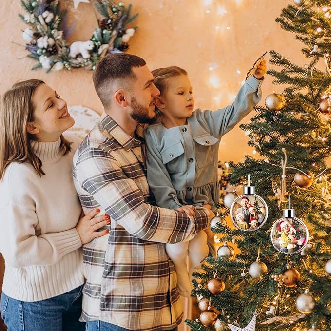 Personalized Photo Ball Christmas Ornaments Custom Double-Sided Picture Ornaments for Christmas Trees Christmas Decor Xmas Gifts for Mom Dad Kids Pets - soufeeluk