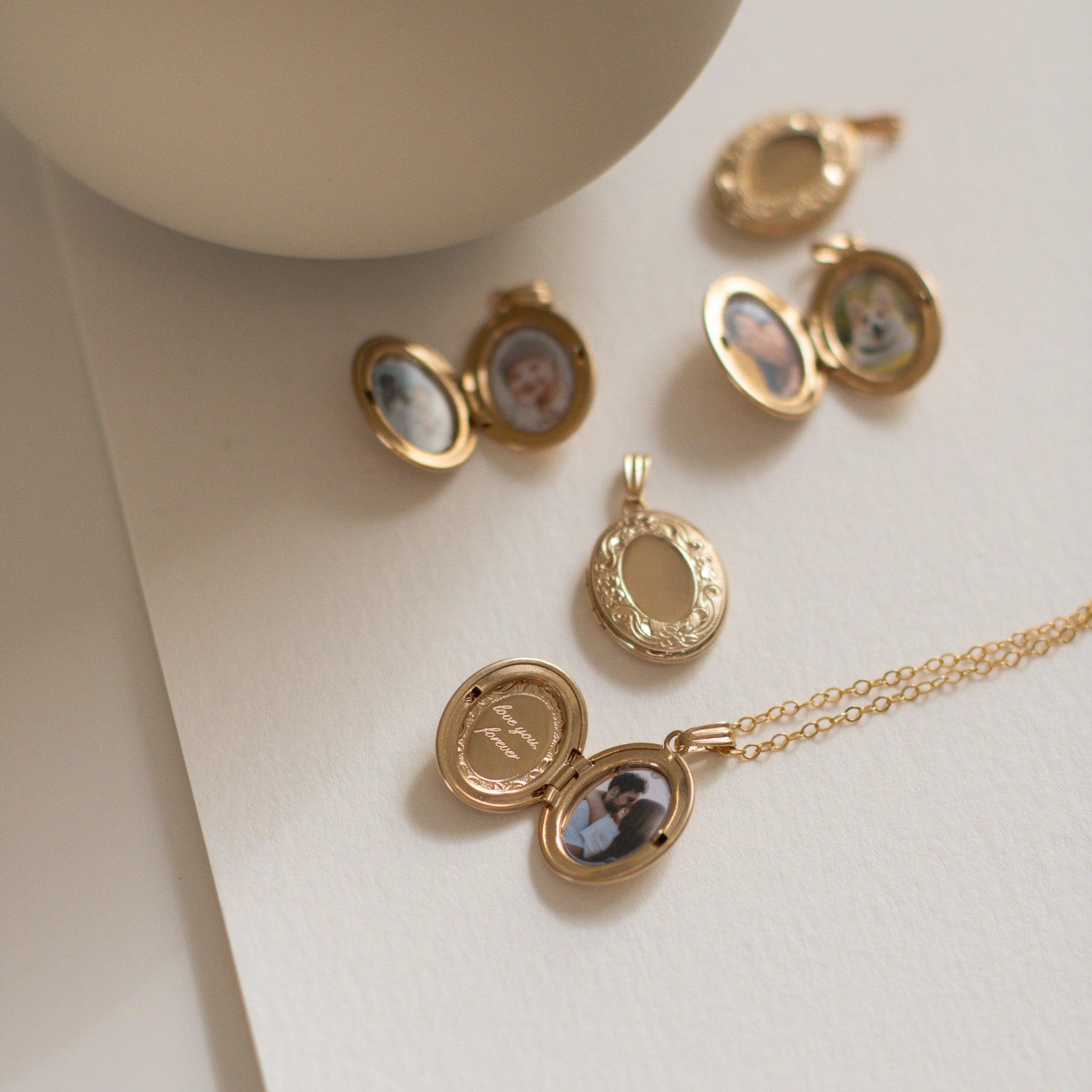 Personalized Initial Photo Locket Necklace Custom Engraved Letter Oval Picture Locket Vintage Keepsake Memorial Jewelry Gift for Women - soufeeluk
