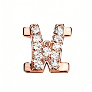 Letter With Diamond W Charm - Rose Gold