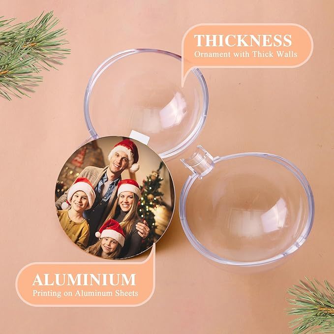 Personalized Photo Ball Christmas Ornaments Custom Double-Sided Picture Ornaments for Christmas Trees Christmas Decor Xmas Gifts for Mom Dad Kids Pets - soufeeluk